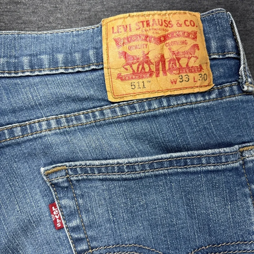 Levi's 511 Jeans Mens FIT-33x29 TAG- 33x30 Slim Fit Blue Denim Straight Cowboy